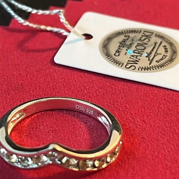 Swarovski Premium Crystal Wishbone Ring in Sterling Silver 8 - Picture 13 of 16